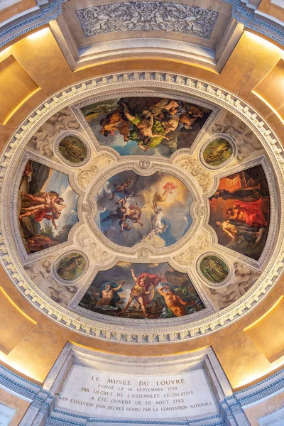 Paris France March 2018 Detail Decorated Ceiling Parisian Louvre Museum — Stock Photo, Image