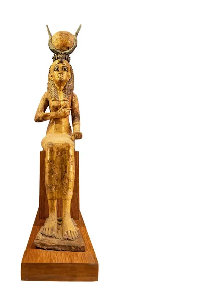 Egyptische Beeldje Geïsoleerd Witte Achtergrond Met Ruimte Voor Tekst — Stockfoto