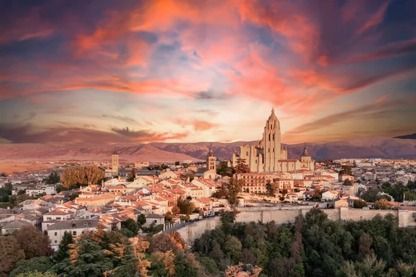 Catedral Segovia Atardecer — Foto de Stock