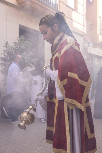 Huelva Spain April 2022 Female Altar Boy Acolyte Holy Week — 스톡 사진