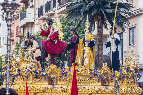 Holy Week Procession Paso Platform Throne Our Lady Angels Streets — Zdjęcie stockowe