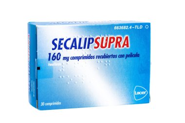 Huelva, Spain - September 8, 2022: Fenofibrate brand Secalip Supra, is a medication of the fibrate class used to treat abnormal blood lipid levels.