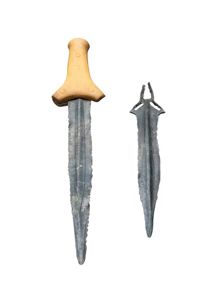 Bronzezeit Schwerter Isoliert Auf Weißem Hintergrund — Stockfoto