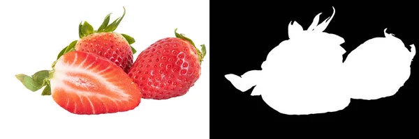 Die Erdbeere Isoliert Auf Weißem Hintergrund Mit Clipping Maske — Stockfoto