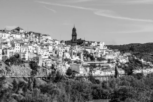 View of Montoro village, a city and municipality in the Cordoba Province, Spain, in the autonomous community of Andalusia. In Black and White