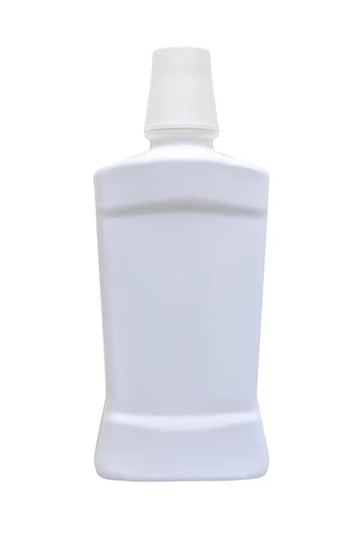 白色塑料瓶 用于模拟 液体容器 盖在孤立的白色背景 你设计的模板 — 图库照片