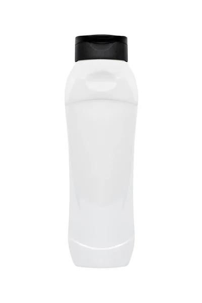 モックアップ用の白いプラスチックボトル 隔離された白い背景に蓋付きの液体容器 デザインのテンプレート — ストック写真