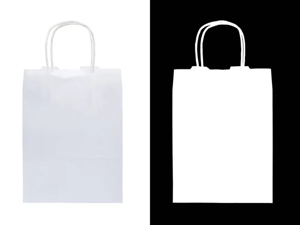 White Paper Bag Isolated White Background Clipping Mask Concept Green — Stock Photo, Image