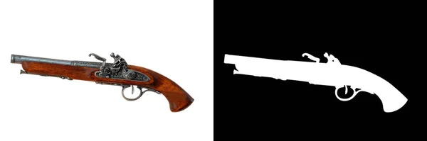 Zabytkowy Pistolet Wyizolowany Białym Tle Maską Wycinającą Ścieżką — Zdjęcie stockowe