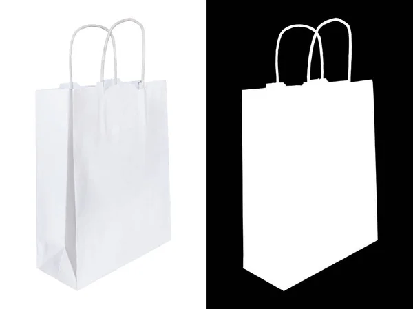 White Paper Bag Isolated White Background Clipping Mask Path — Stock Photo, Image