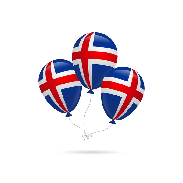 Drei Luftballons Mit Der Isländischen Flagge Auf Weißem Hintergrund Vektor — Stockvektor