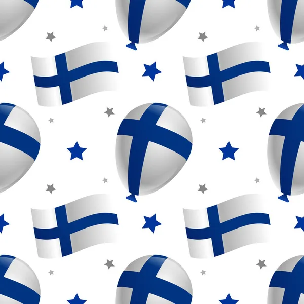 Балони Фінським Прапором Зірками Білому Тлі Безсумнівний Шаблон Друкування — стоковий вектор
