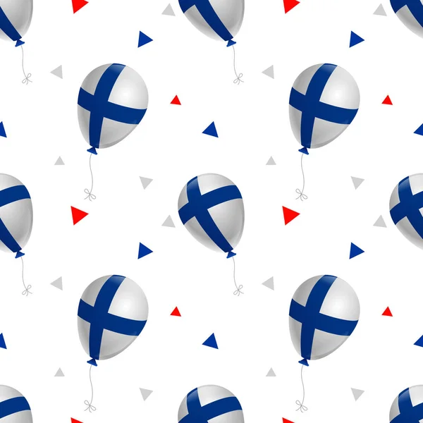 Luftballons Mit Finnland Flagge Auf Weißem Hintergrund Nahtloses Muster Für — Stockvektor