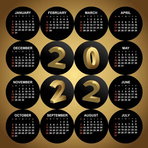 Desk Calendar 2022 Year Tiger Vector Illustration — Stock Vector