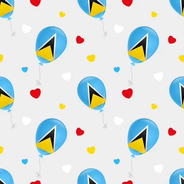 Balloons with Saint Lucia flag and hearts on gray background — Stockvektor
