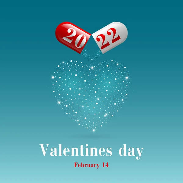 2022 Капсула Порошок Форме Сердца Концепция Баннеров День Святого Валентина — стоковый вектор