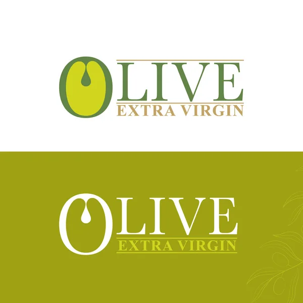 Logotipo de oliva dos opciones para la etiqueta de producción de aceite de oliva. Aceite de primera presión — Archivo Imágenes Vectoriales