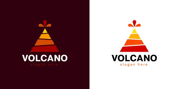 Signo o símbolo del volcán sobre fondo blanco y oscuro. Concepto de logotipo — Archivo Imágenes Vectoriales