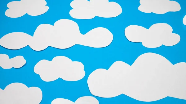 Paper Clouds Blue Background Cloud Computing Concept — 图库照片