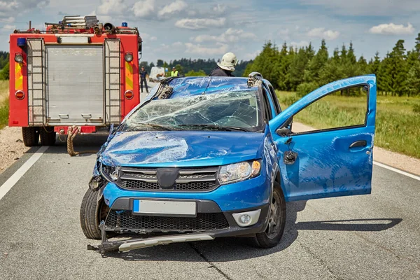 July 2021 Pure Latvia Car Accident Road Because Non Observance — Fotografia de Stock