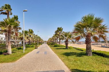 5 Temmuz 2021, Antalya 'da Türkiye: Türkiye' de Antalya 'da otelin yanında, Akdeniz kıyılarında, covid19 salgını sırasında