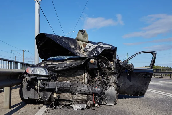 August 2021 Riga Latvia Car Accident Road Because Collision Transportation — Fotografie, imagine de stoc