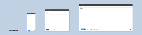 Blank Email Screen Mail Message Interfaces Blank Mockup Internet Window — Stock Vector
