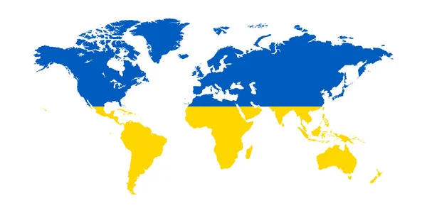 Mappa Vettoriale Del Mondo Colori Ucraini — Vettoriale Stock