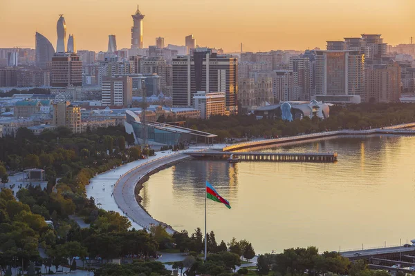 Panoramaudsigt Baku Hovedstaden Aserbajdsjan - Stock-foto