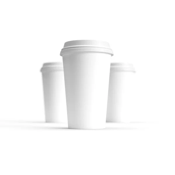 Plastik Kapaklı Tek Kullanımlık Kağıt Bardak Kahve Fincanı Modeli Oluşturma — Stok fotoğraf