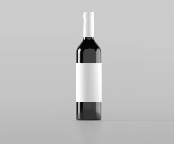 Botella Vino Tinto Con Etiqueta Renderizado — Foto de Stock