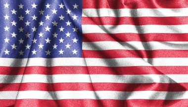 Amerikan bayrağı sallıyor. ABD 'nin kumaş dokusu eğimli bayrağı