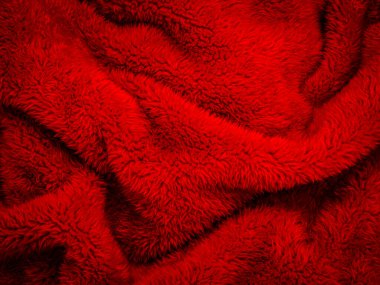 Kırmızı kabarık kumaşın dokusunu kapat
