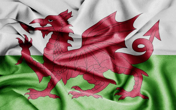 Close Ruffled Flag Wales — Stock Photo, Image