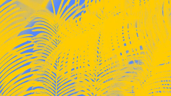 Živé Modré Žluté Pozadí Letními Palmami Vzor Panorama — Stock fotografie