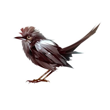 Beyaz arkaplanda çizilmiş renkli stilize kuş