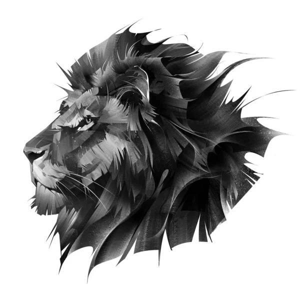 Painted portrait of a muzzle of a lion on a white background Royalty Free Stock Images