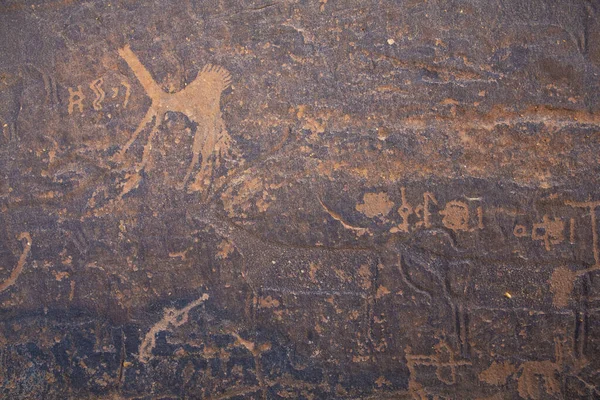 Ancient Petroglyphs Cave Wall Saudi Arabia — стокове фото