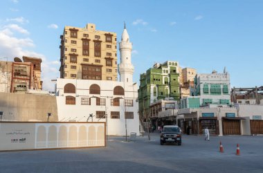 Jeddah, Suudi Arabistan, 6 Ocak 2022: Eski Jeddah 'da sokak manzarası