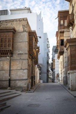 Jeddah, Suudi Arabistan, 6 Ocak 2022: Eski Jeddah 'ın boş caddesi