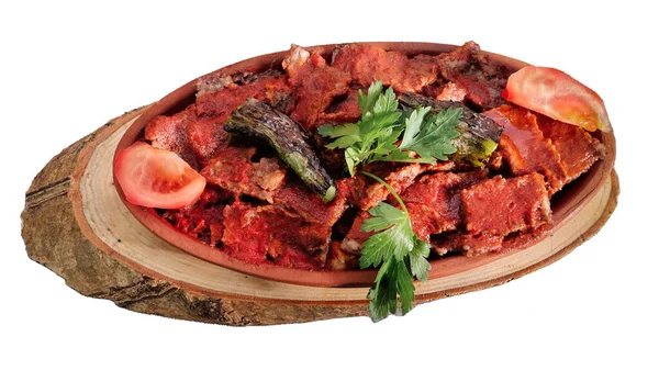 Traditioneller Türkischer Dönerspieß Auch Iskender Genannt Iskender Kebab Iskender Kebap — Stockfoto
