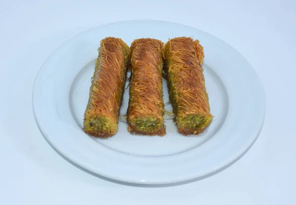 Blick Auf Das Kadayif Dessert Mit Kadayif Dessert Türkisches Dessert — Stockfoto