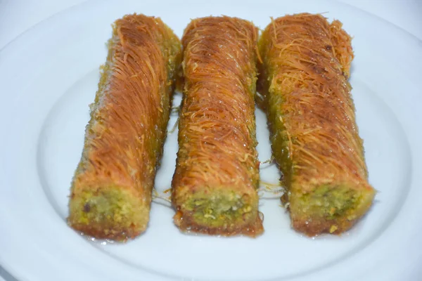 Vista Aérea Del Postre Kadayif Con Postre Kadayif Postre Turco —  Fotos de Stock