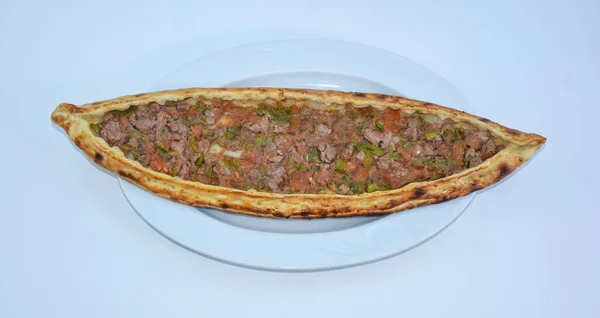 Pita Carne Tocată Ardei Roșii Ceapă Vedere Sus — Fotografie, imagine de stoc