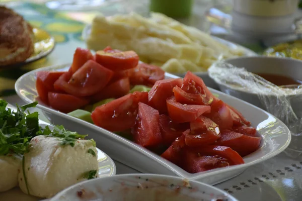 Traditionelles Türkisches Frühstück Viele Arten Von Frühstücksprodukten Auf Dem Tisch — Stockfoto