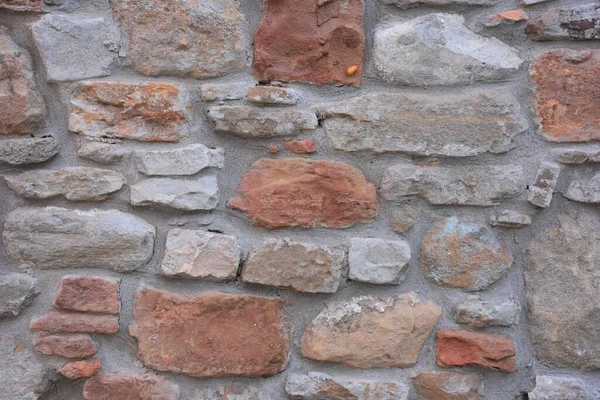 Una Antigua Muralla Construida Con Piedras Rojas Blancas —  Fotos de Stock