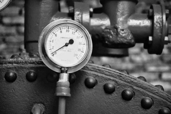 Very Old Water Manometer Pressure Black White — Stock Photo, Image