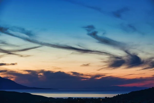 Blick Auf Die Insel Samothraki Von Gokceada Aus Sonnenuntergang Und — Stockfoto