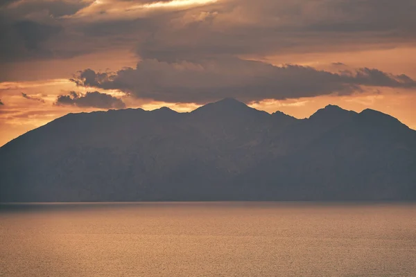Фантастичний Вигляд Таємничого Згаслого Вулкана Островах Егейського Моря Заході Сонця — стокове фото