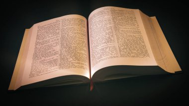 Antik Yunanca, Latince sözlük yumuşak sarı dramatik ışık, eğitim, bilgi kavramı. Kitabın içinden bir ışık huzmesi